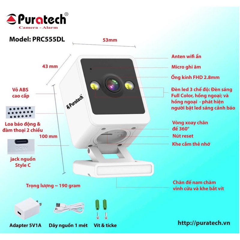 Camera quan sát Wifi thiết kế nhỏ gọn, dễ lắp đặt Model PRC555DL