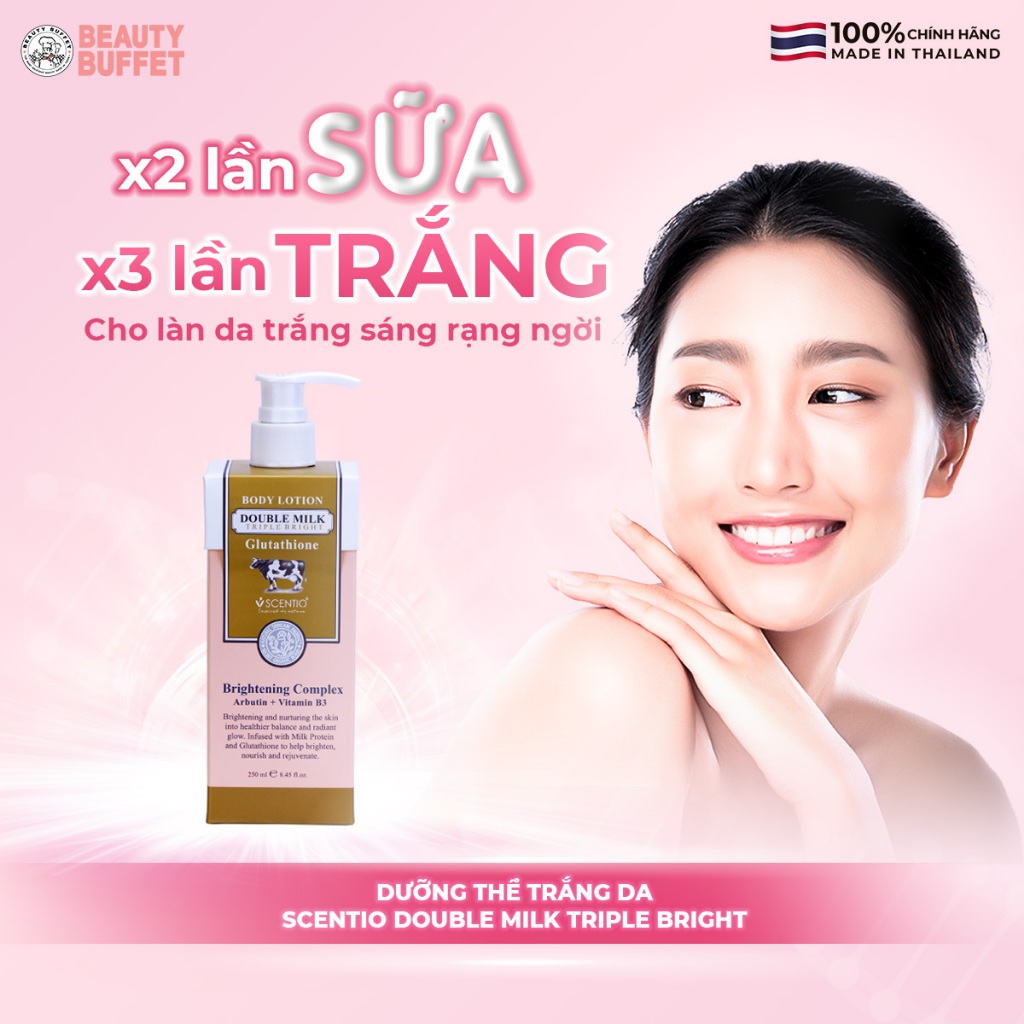 Ảnh Combo 2 Dưỡng thể dưỡng trắng da toàn thân Scentio Double Milk Triple Bright Body Lotion 250ml 2