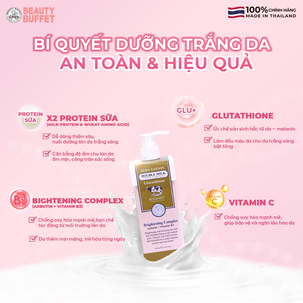 Ảnh Combo 2 Dưỡng thể dưỡng trắng da toàn thân Scentio Double Milk Triple Bright Body Lotion 250ml 4