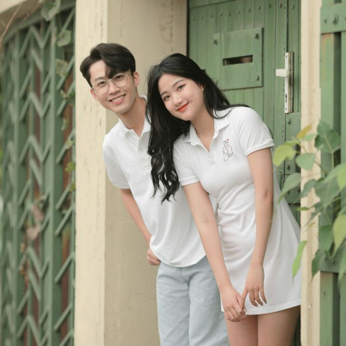 Áo polo nam váy polo nữ thêu hình cặp đôi  vải cotton cao cấp thoáng mát, set đồ đôi couple quà tặng kỷ niệm