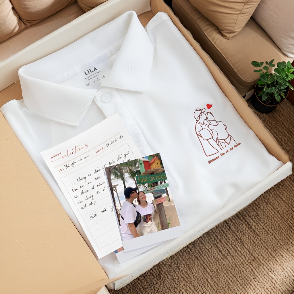 Áo polo nam váy polo nữ thêu hình cặp đôi  vải cotton cao cấp thoáng mát, set đồ đôi couple quà tặng kỷ niệm