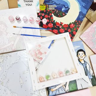 TỔNG HỢP - Tranh tô màu số hóa CÔNG CHÚA, LOOPY, SHIN, DORAEMON, kích thước 20x20cm, đã căng khung
