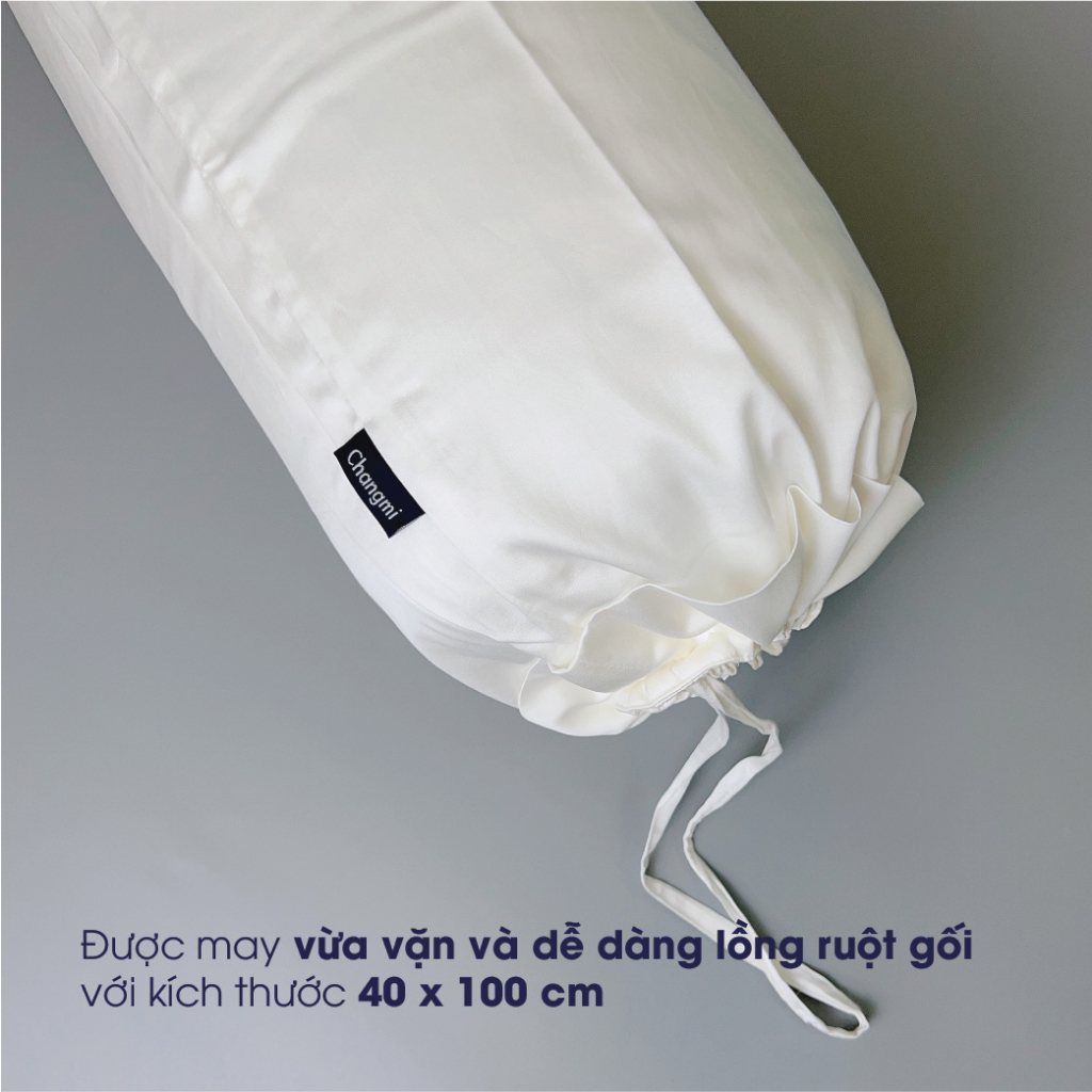 Ảnh Vỏ Gối Ôm lụa Cotton Tencel trắng trơn 100% tự nhiên Changmi Bedding - 40 x 110 cm (1 chiếc) 2