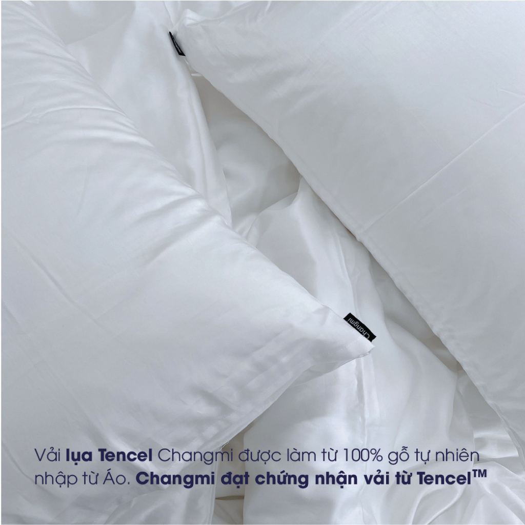 Ảnh Vỏ Gối Ôm lụa Cotton Tencel trắng trơn 100% tự nhiên Changmi Bedding - 40 x 110 cm (1 chiếc) 1