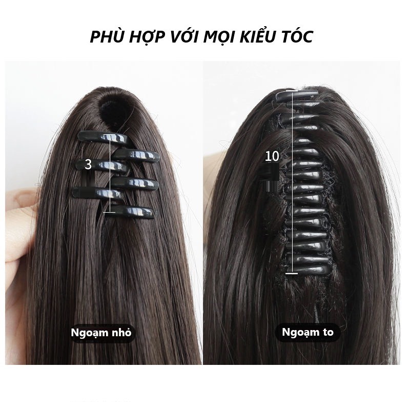 Tóc Giả Ngoạm Đuôi Ngựa, Tóc Kẹp Ngoạm Thẳng, Kẹp Ngoạm Xoăn Cao Cấp 55cm