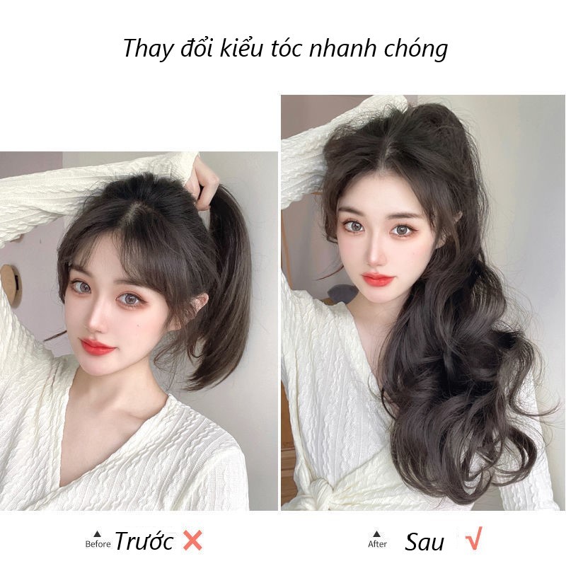 Tóc Giả Ngoạm Đuôi Ngựa, Tóc Kẹp Ngoạm Thẳng, Kẹp Ngoạm Xoăn Cao Cấp 55cm