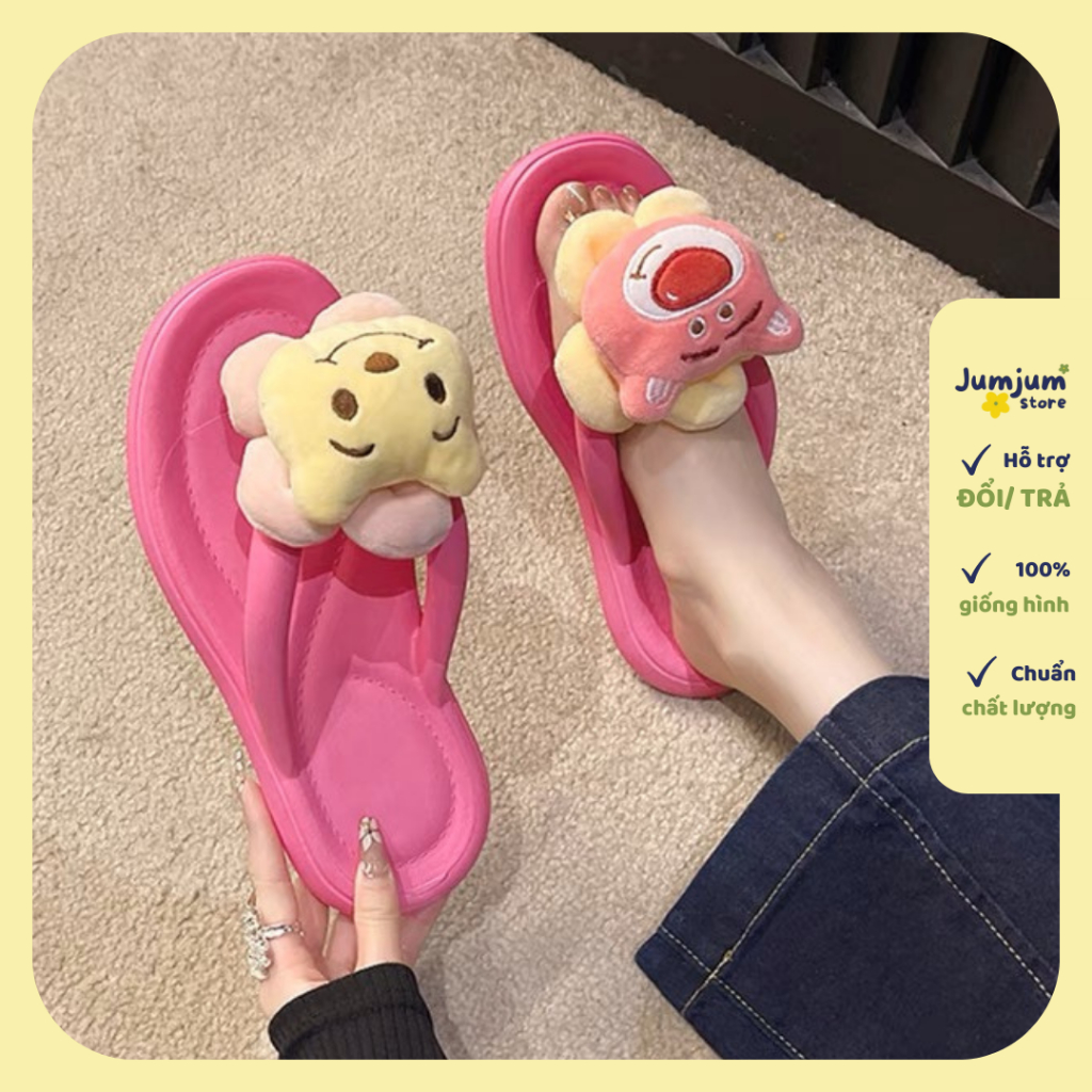 Dép tông xỏ ngón gấu dâu mùa hè phiên bản mới kháng nước chống trượt êm chân đúc dày 1.5 cm | JJKEPGD2