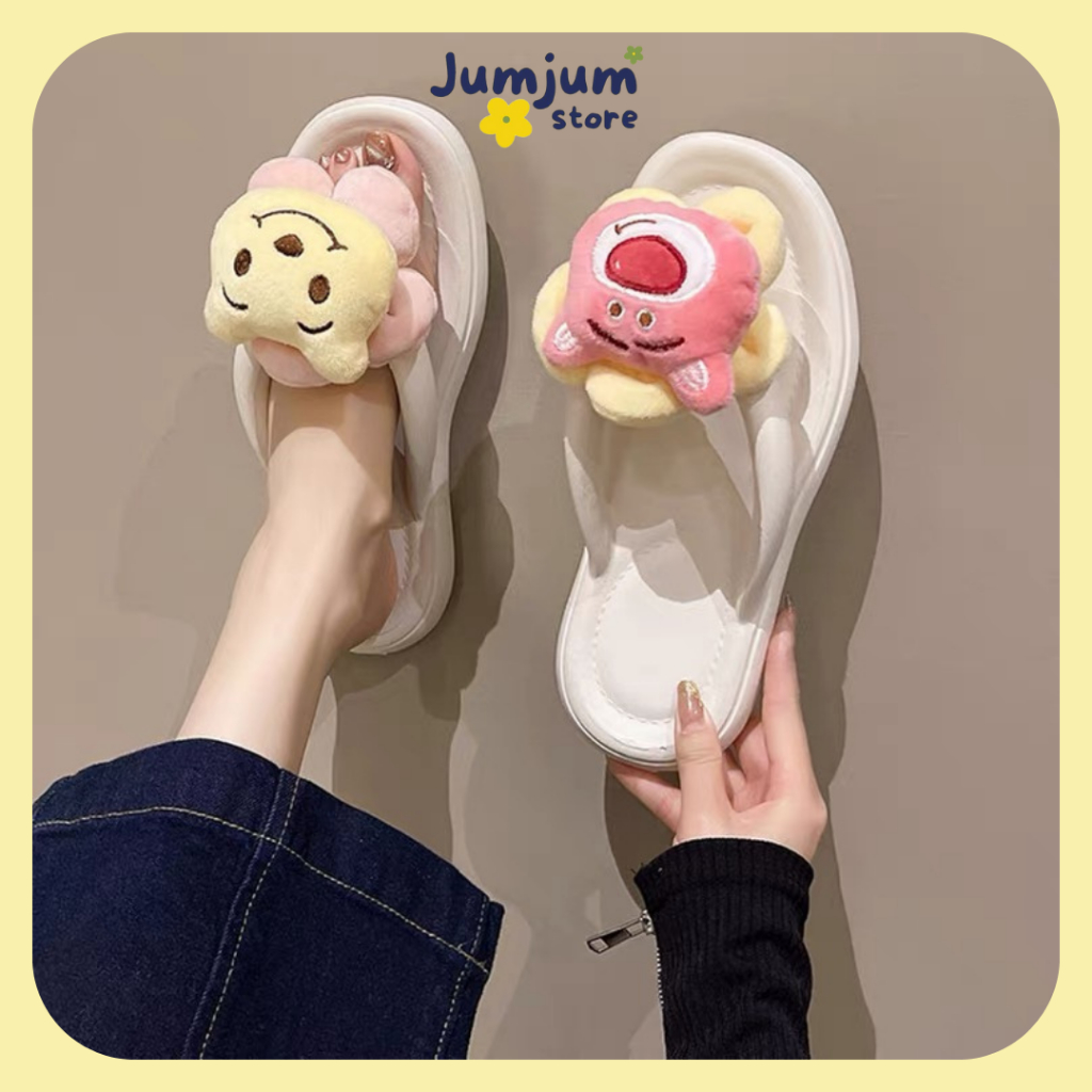 Dép tông xỏ ngón gấu dâu mùa hè phiên bản mới kháng nước chống trượt êm chân đúc dày 1.5 cm | JJKEPGD2