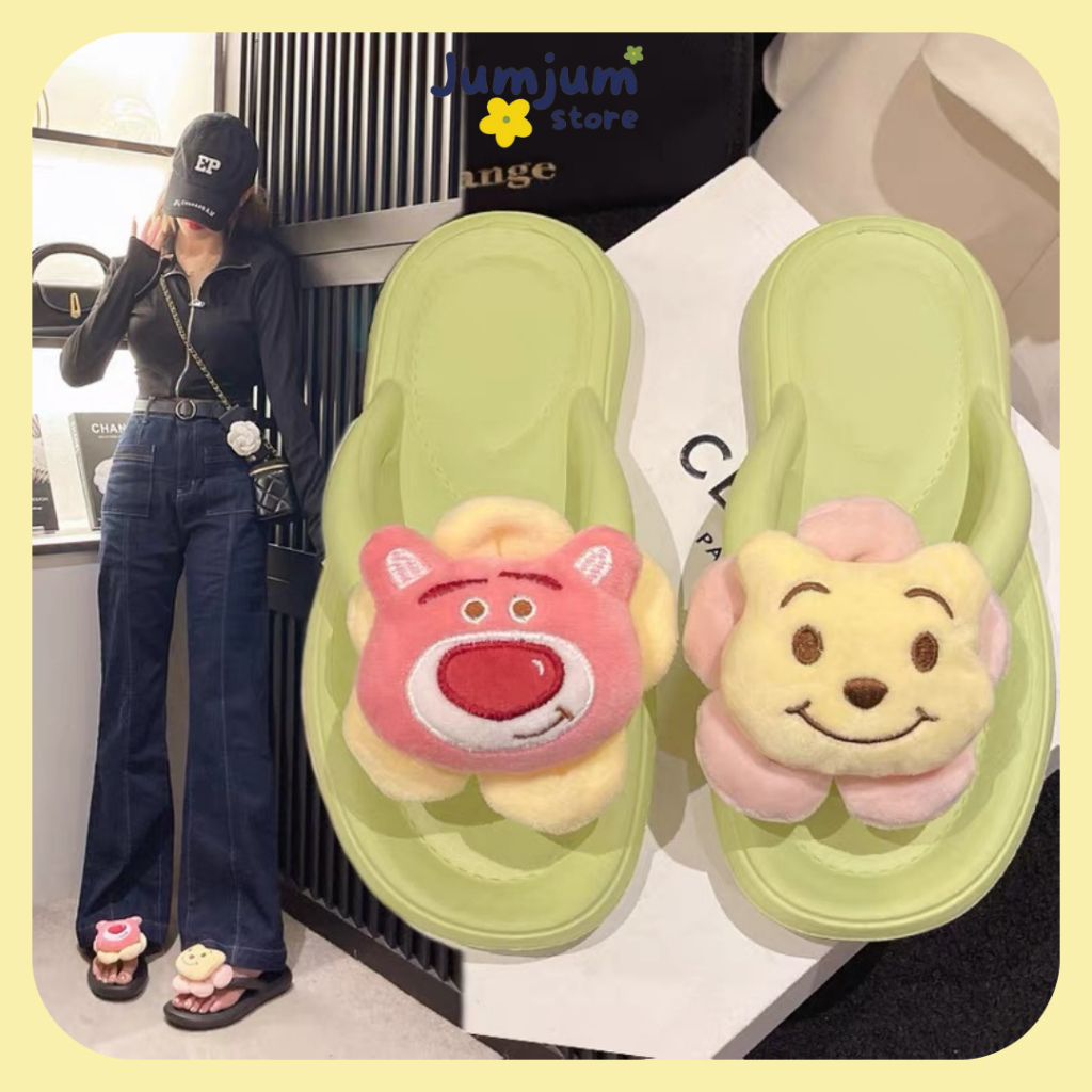 Dép tông xỏ ngón gấu dâu mùa hè phiên bản mới kháng nước chống trượt êm chân đúc dày 1.5 cm | JJKEPGD2