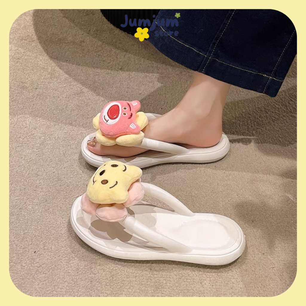 Dép tông xỏ ngón gấu dâu mùa hè phiên bản mới kháng nước chống trượt êm chân đúc dày 1.5 cm | JJKEPGD2