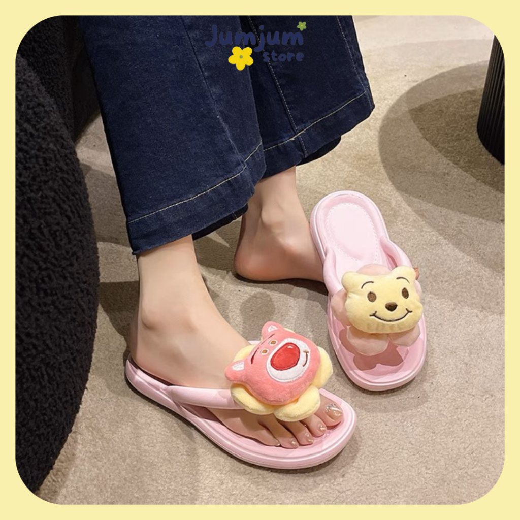 Dép tông xỏ ngón gấu dâu mùa hè phiên bản mới kháng nước chống trượt êm chân đúc dày 1.5 cm | JJKEPGD2