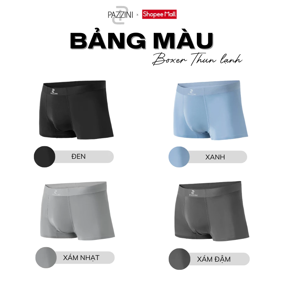 Combo 3 quần lót nam boxer PAZZINI thun lạnh cao cấp
