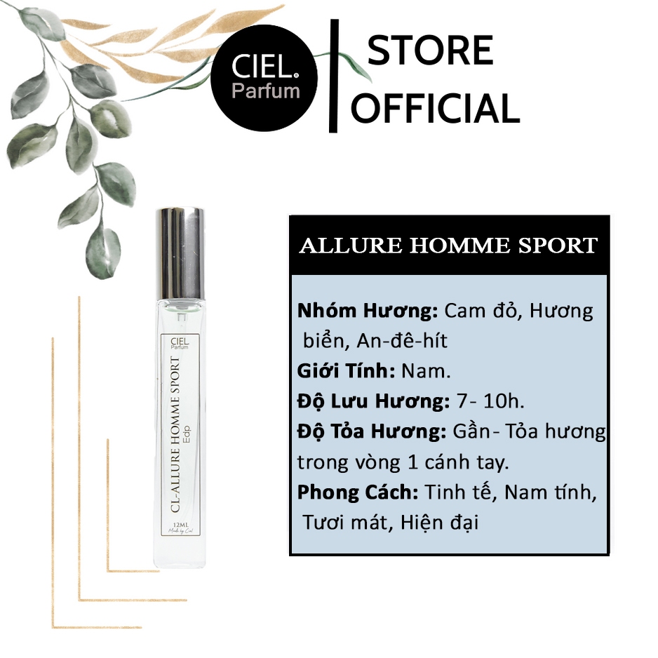 Ảnh Nước hoa nam cao cấp CL ALLURE HOMME SPORT Edt chính hãng CIEL Parfum phong cách Tinh tế, Nam tính, Hiện đại 1