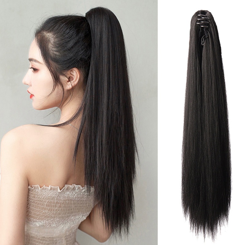 Tóc Giả Ngoạm Đuôi Ngựa, Tóc Kẹp Ngoạm Thẳng, Kẹp Ngoạm Xoăn Cao Cấp 55cm