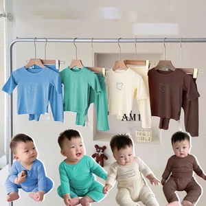 Đồ bộ bé trai và đồ bộ bé gái dài tay trẻ em TB386 - Bộ quần áo bé trai in gấu xinh QATE831