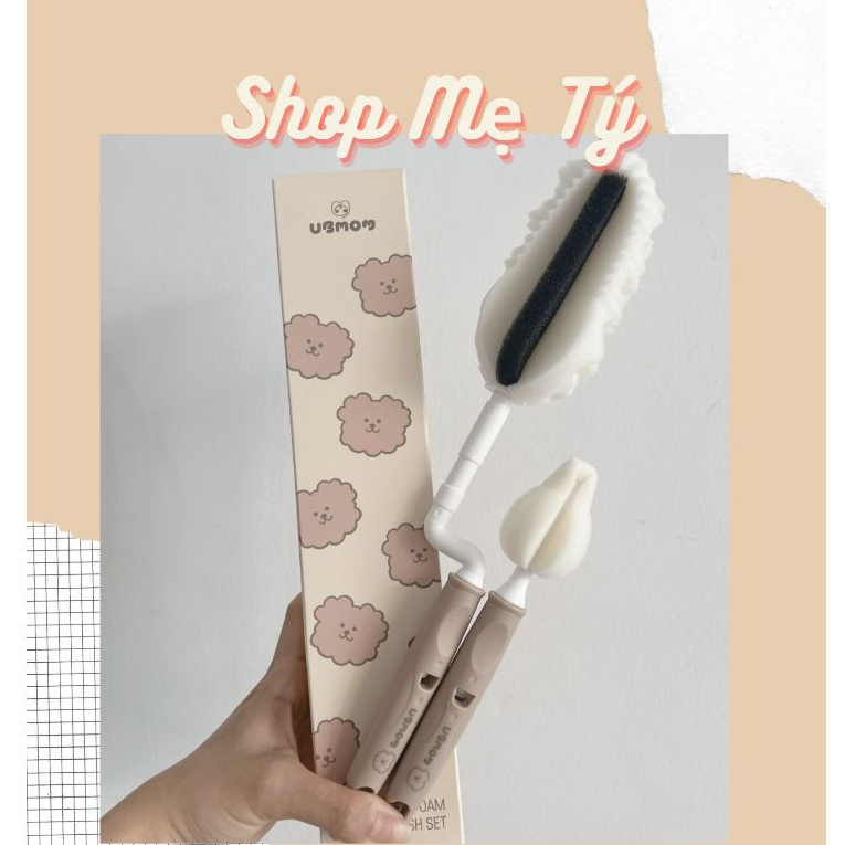 Set 2 cọ rửa bình sữa và núm ti bọt biển UBMOM nội địa Hàn Quốc ...