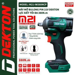 Máy siết bulong 380Nm Dekton M21-iw380CP gõ búa âm động cơ không chổi than