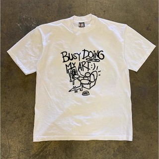 Áo Phông Hè Nam Nữ Tay Lỡ Cổ Tròn Phối Họa Tiết BUSY Cá Tính, Chất Liệu Cotton Khô Mềm Mịn Thấm Hút Mồ Hôi Tốt