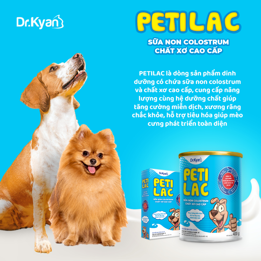 Ảnh DrKyan - Sữa bột dinh dưỡng PETILAC - Bổ sung sữa non Colostrum & Chất xơ cao cấp cho chó 100g 2