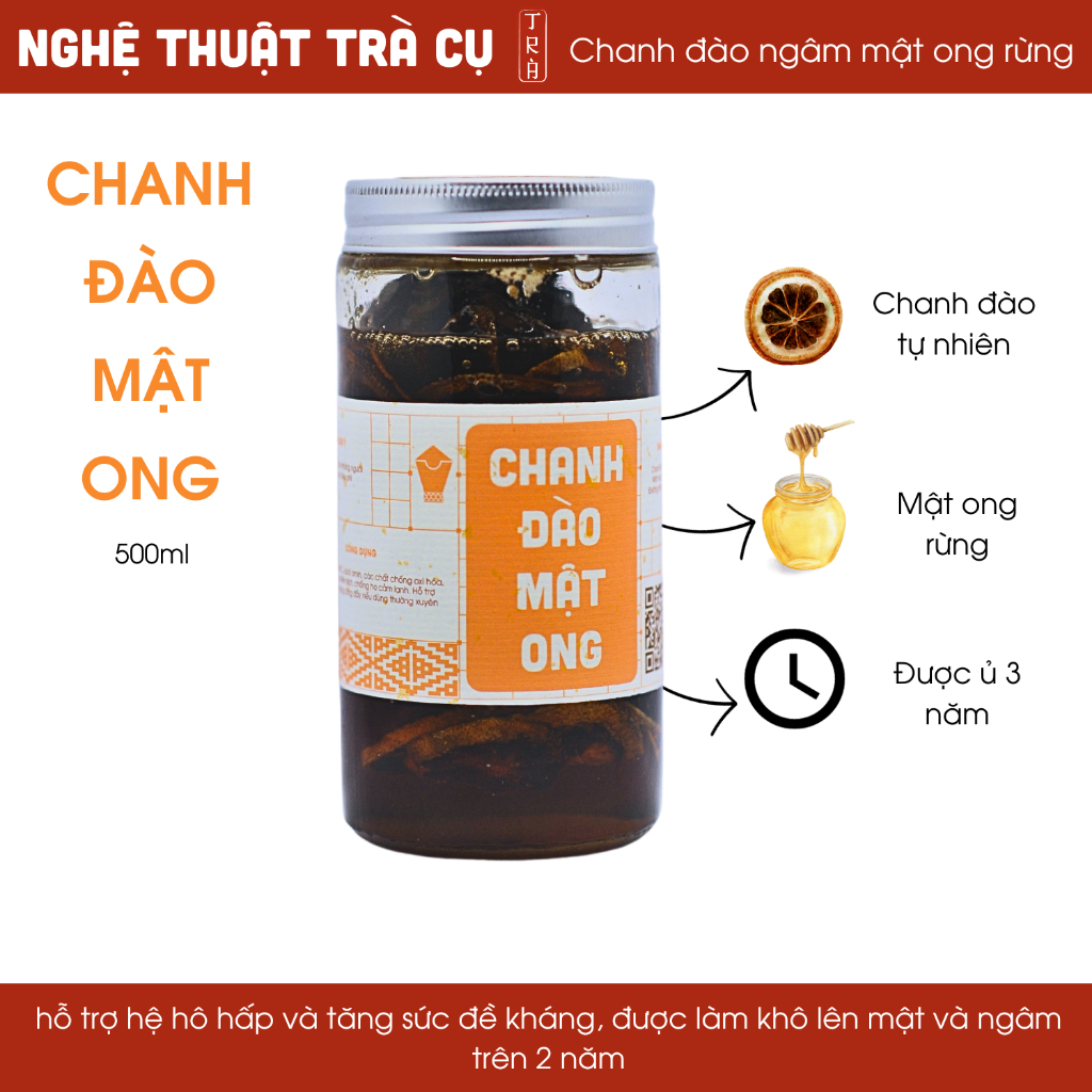Chanh đào sấy khô ngâm mật ong rừng trên 2 năm không dùng đường đóng hủ thủy tinh 500gr-700gr