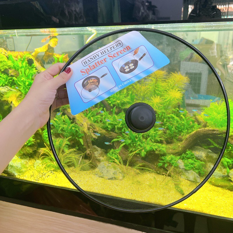 Nắp lưới đậy chảo chống văng dầu mỡ inox 28cm - 33cm - Năp lưới đen núm Đen