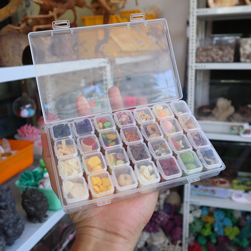 HỘP MIX 28 Loại Thức ăn cho ốc rụt rè, ốc mượn hồn, cua ẩn sỉ ...