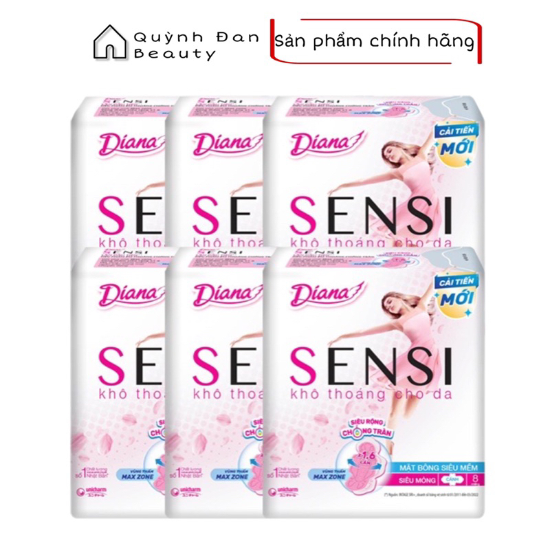 Combo 6 gói Băng Vệ Sinh Diana SENSI Khô Thoáng