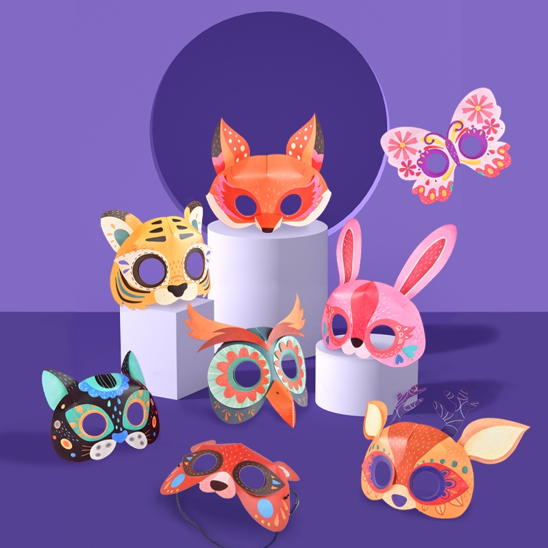 Đồ Chơi Stem Mặt Nạ Giấy Hình Động Vật Mideer 3D Animal Paper Masks Mideer