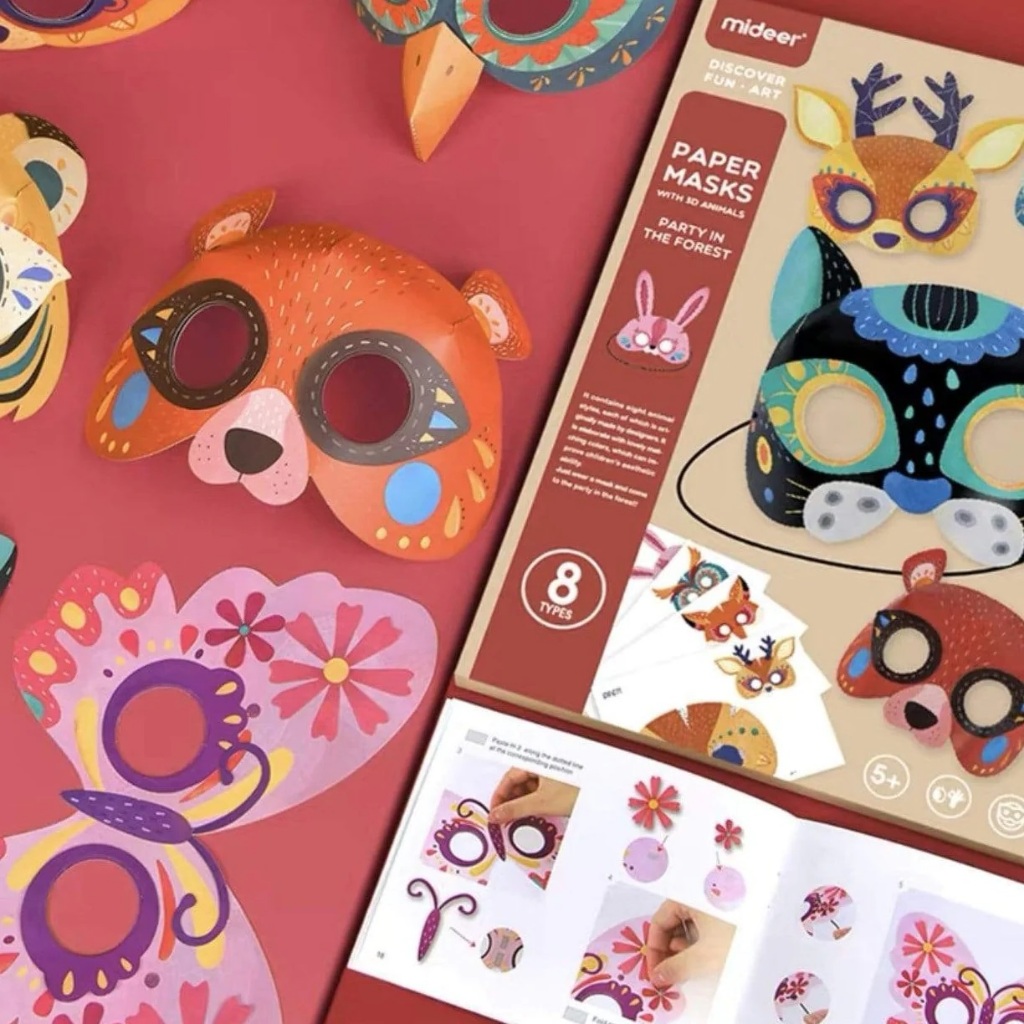 Đồ Chơi Stem Mặt Nạ Giấy Hình Động Vật Mideer 3D Animal Paper Masks Mideer