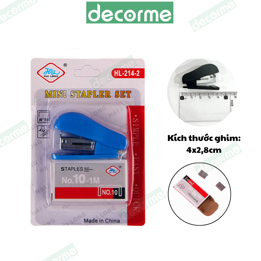 Dập ghim giấy mini Decorme kèm hộp ghim Dụng cụ bấm ghim học sinh nhiều ...