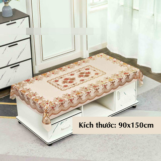 KHĂN TRẢI BÀN LỤA 3D in nổi sang trọng KT 90cm x 1.5m