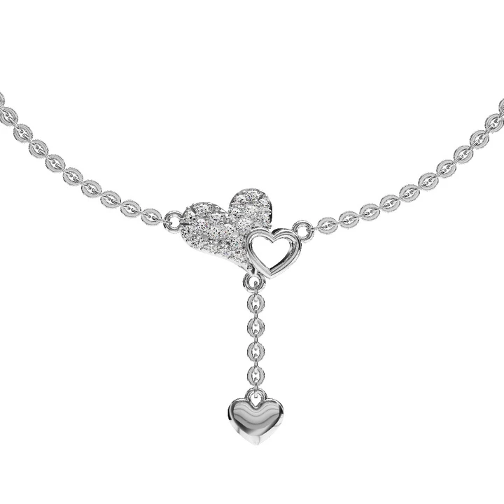 Lắc Tay Vàng Tây LLF240 Thiết Kế Họa Tiết Trái Tim Dáng Rơi Đính Đá CZ Lấp Lánh Huy Thanh Jewelry