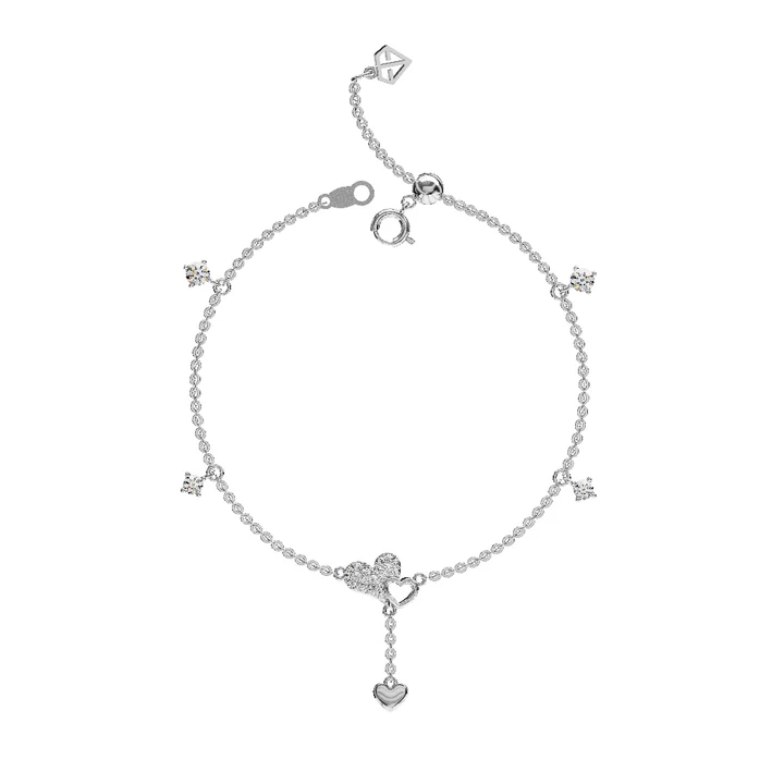 Lắc Tay Vàng Tây LLF240 Thiết Kế Họa Tiết Trái Tim Dáng Rơi Đính Đá CZ Lấp Lánh Huy Thanh Jewelry