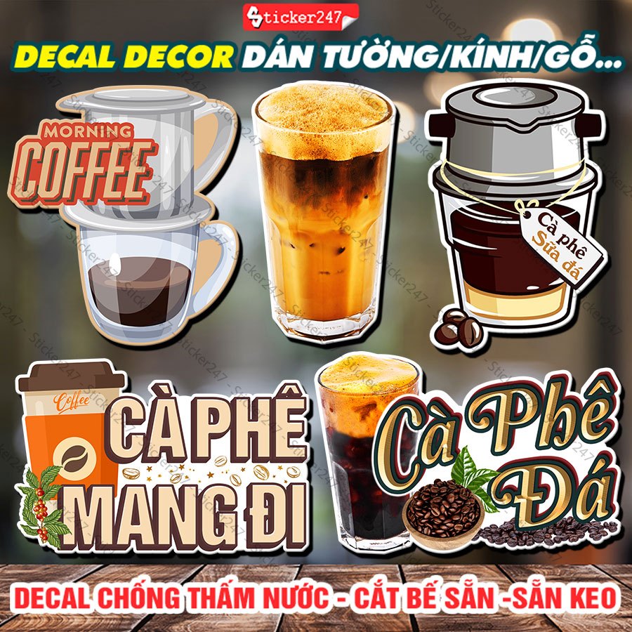Decal Trang Trí Xe Cafe 🍓 Sticker Trang Trí Quán Cà Phê, Dán Kiếng, Gỗ ...