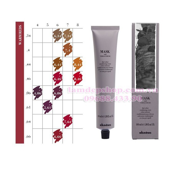 Nhuộm Tóc Davines Mask With Vibrachrom Mã Màu Đỏ Ấm 6/.. (100ml) (cần mua thêm trợ nhuộm)