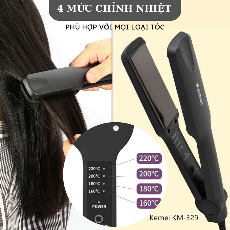 Máy ép tóc mini làm tóc duỗi tóc, kẹp thẳng, ép tóc, uốn cúp làm tóc xoăn lọn đa năng 3in1 trang bị đèn báo nhiệt độ