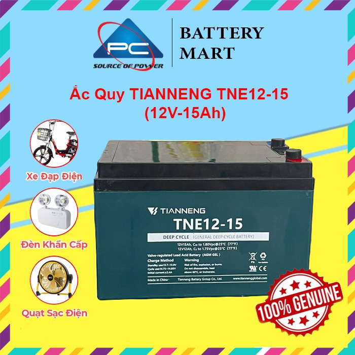 Ắc Quy Xe Đạp Điện Thiên Năng TIANNENG TNE12-15 12V-15AH, Acquy Dùng ...