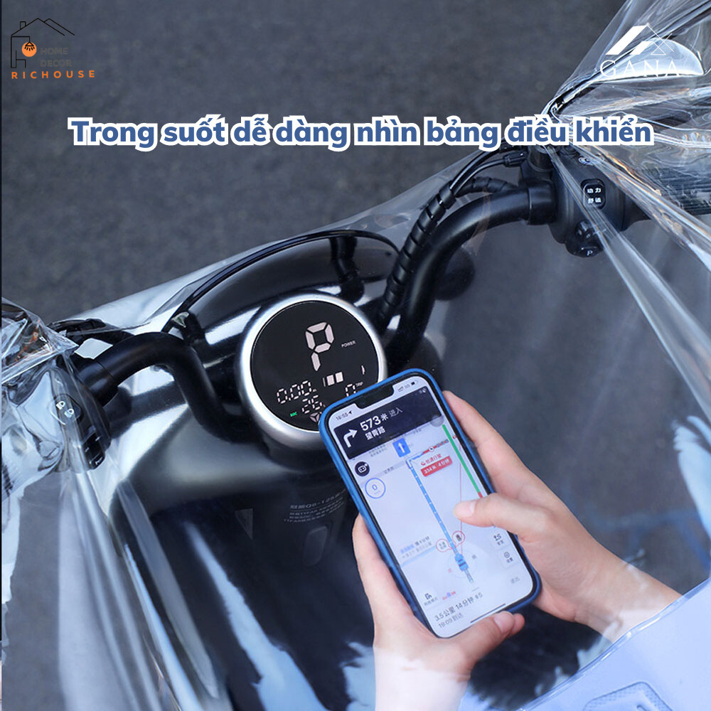 Áo mưa tà áo siêu rộng, nửa trước trong suốt chất liệu PVC siêu dai chống rách,tấm chắn kính che kín