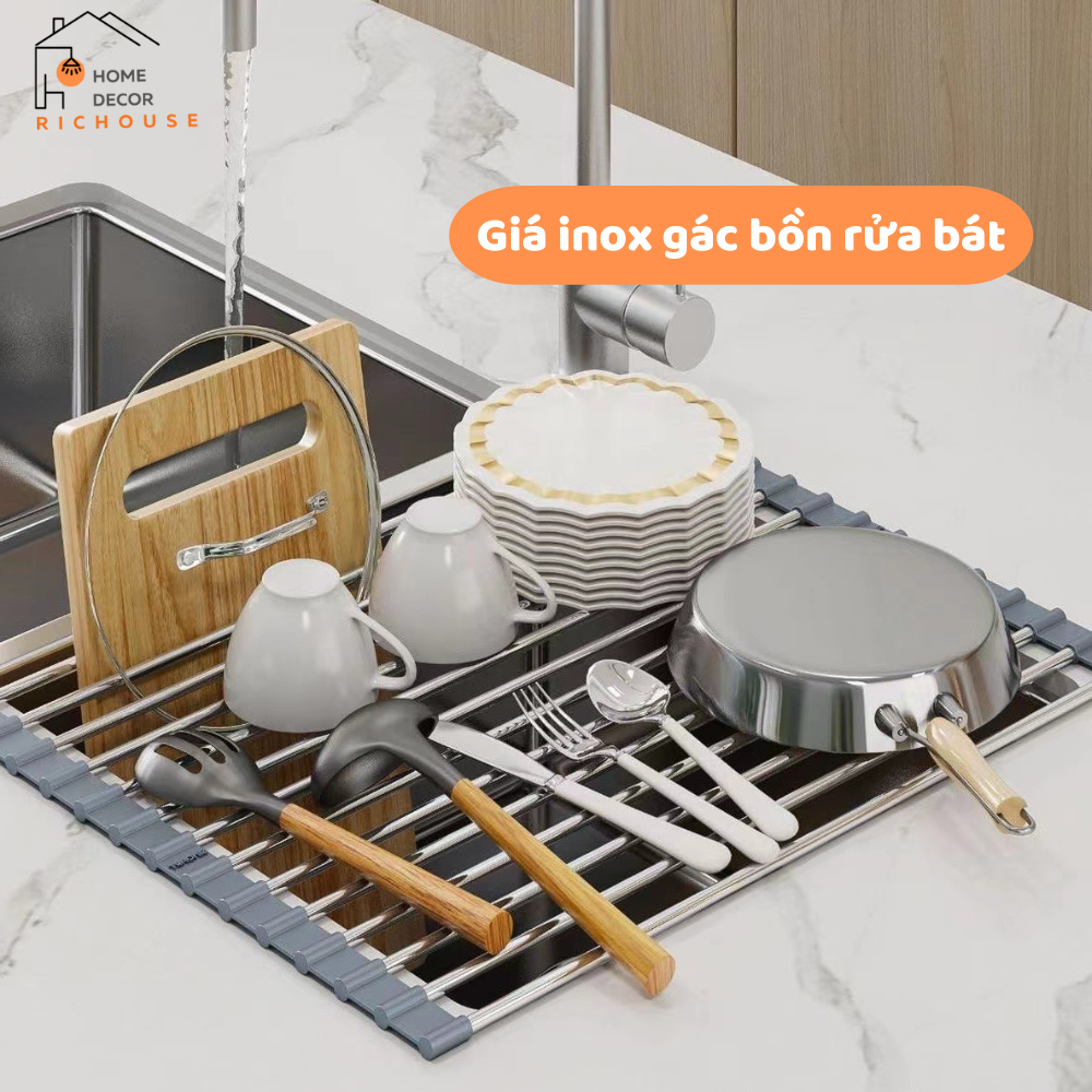 Giá Inox Gác Bồn Rửa Chén Úp Bát Đĩa Tiện Lợi, Giá Đựng Hoa Quả, Rửa ...