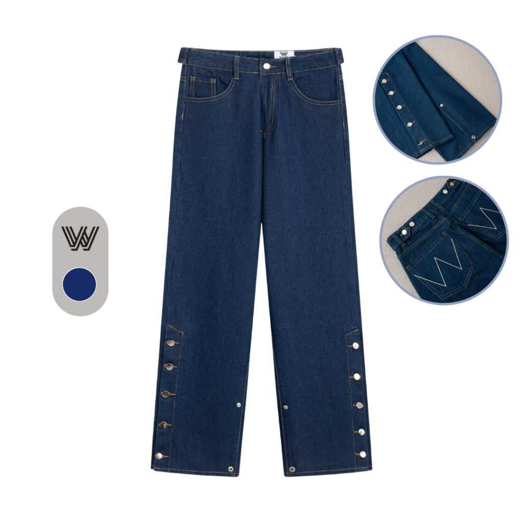 Quần Jeans Nam Ống Suông WHY NOT MULTI BUTTONS Thiết Kế Cúc Cạnh Ống Độc Đáo - Cúc Cạp Sau JRCOQT