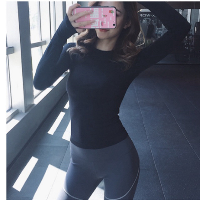 Áo tập gym yoga dài tay nữ vải cao cấp thông thoáng co dãn 4 chiều thấm hút mồ hôi | BigBuy360 - bigbuy360.vn