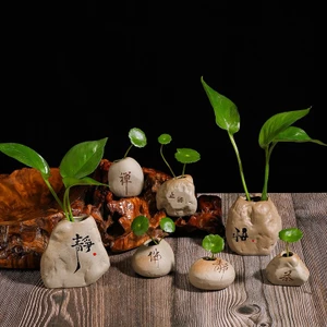 Bình đá trồng cây thủy sinh trang trí bàn trà, văn phòng máy tính, taplo ô tô [TẶNG KÈM CÂY NHỰA]