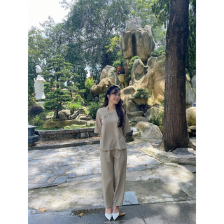 set đồ lam cổ trụ an yên, thời trang nữ đi chùa