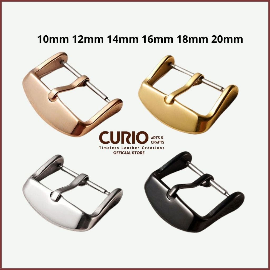 (Phụ Kiện Đồng Hồ) Khóa Gài Dây Đồng Hồ Thép Không Gỉ Size 12mm 14mm 16mm 18mm 20mm 22 mm – CURIO LEATHER