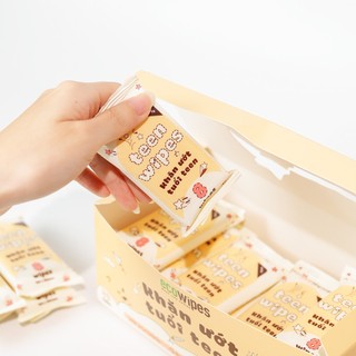 Hộp 20 gói khăn ướt mini size Teen EcoWipes gói 8 tờ không mùi