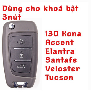 (Chìa Cơ gập) ốp chìa khóa HYUNĐAI 3nút i30 Kona Accent Elantra Veloster Santafe Santafe Tucson