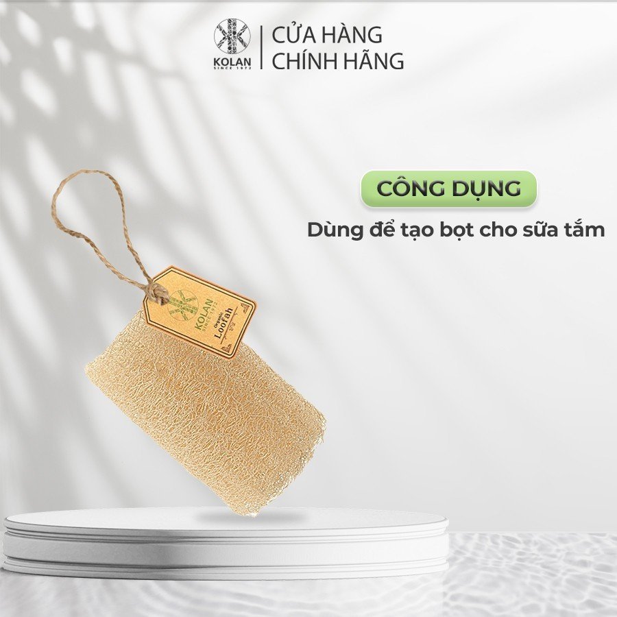 Bông Tắm KOLAN, Tạo Bọt Xơ Mướp Tự Nhiên, Tẩy Tế Bào Chết & Massage Cơ Thể Khi Tắm