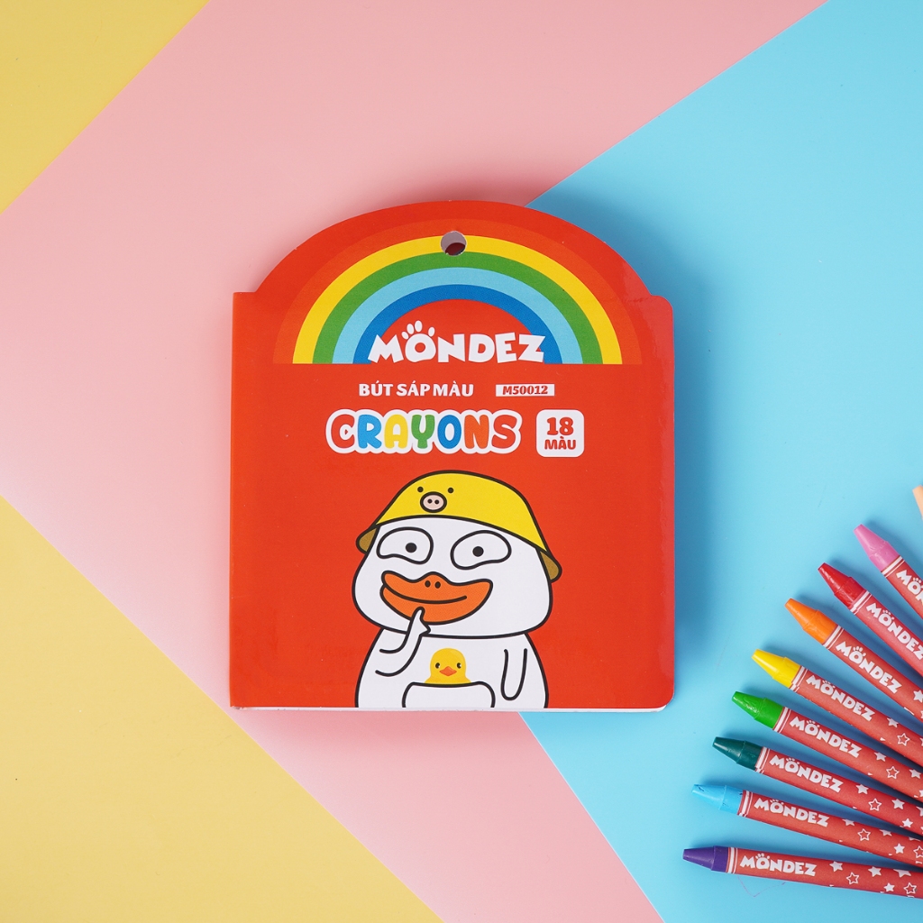 Bút Sáp 12 Màu MONDEZ An Toàn, Dễ Dàng Sử Dụng, Màu Mịn, Bám Giấy Tốt Cho Bé Tập Tô Tập Vẽ M50011