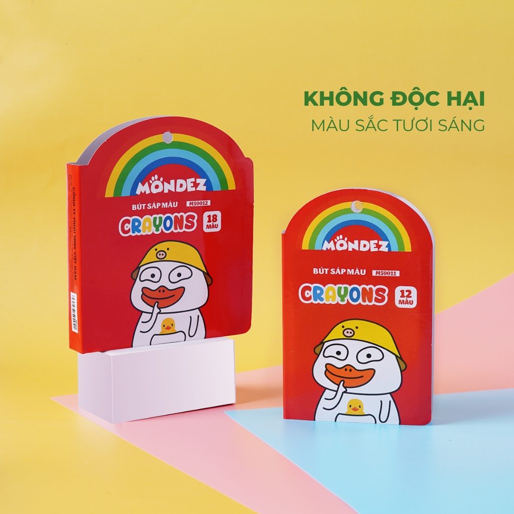 Bút Sáp 12 Màu MONDEZ An Toàn, Dễ Dàng Sử Dụng, Màu Mịn, Bám Giấy Tốt Cho Bé Tập Tô Tập Vẽ M50011