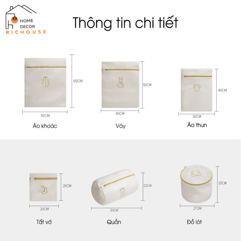 Túi giặt đồ máy giặt 3 lớp, túi lưới giặt đồ lót có khóa kéo giúp bảo vệ quần áo